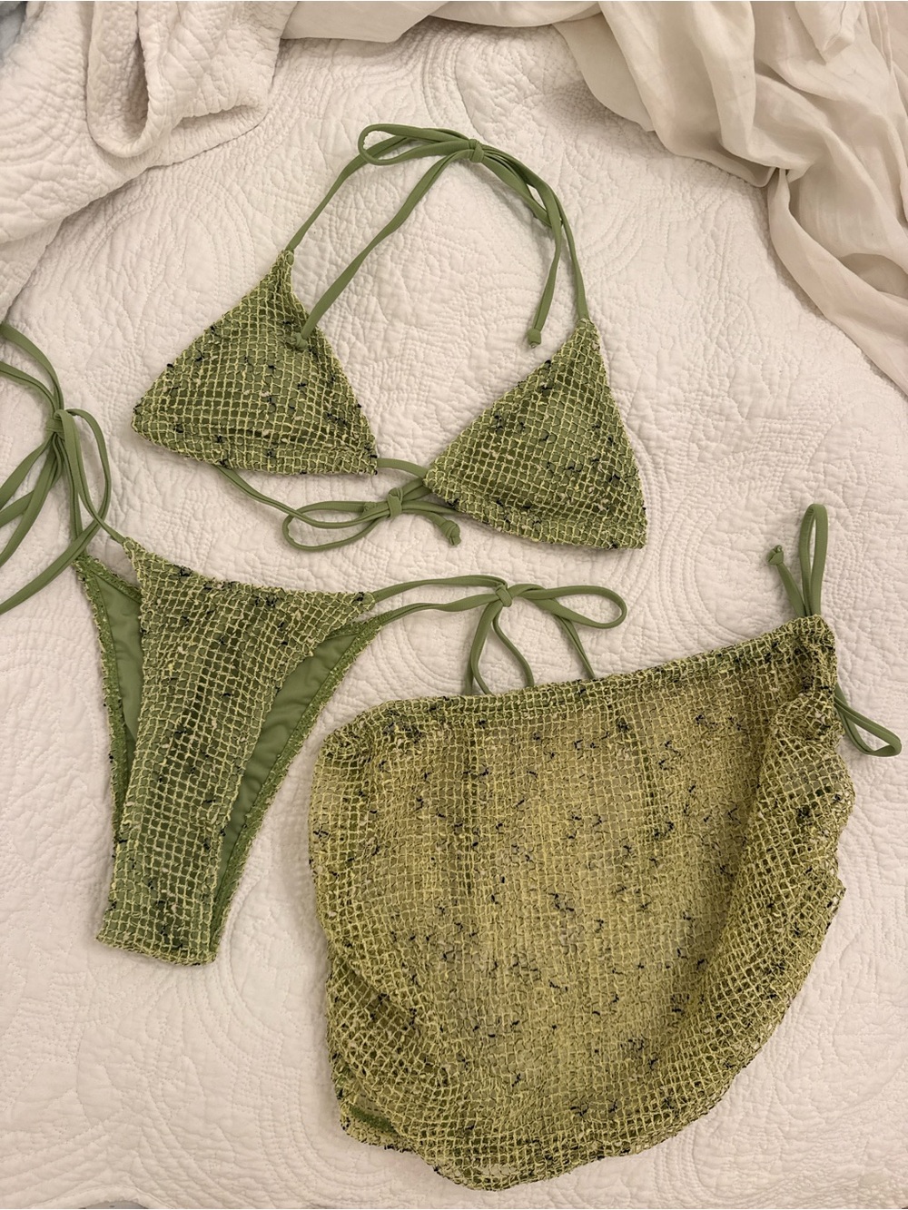 Green Patterned Bikini Set